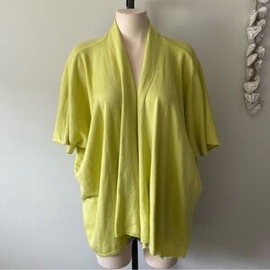Joan Vass Lime Green Knit Open Cardigan Sweater Size Small Medium